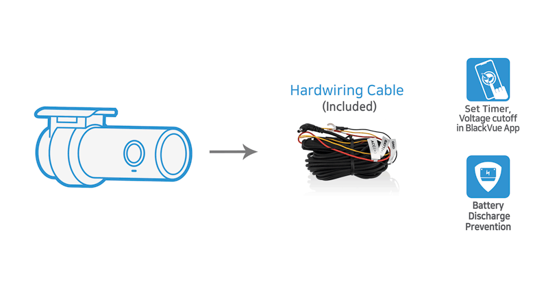 BlackVue DR770X truck hardwiring cable for parking mode supported
